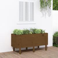 Plantenbak verhoogd 121x50x57 cm massief grenenhout honingbruin - thumbnail