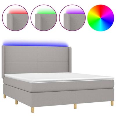 Boxspring met matras en LED stof lichtgrijs 160x200 cm