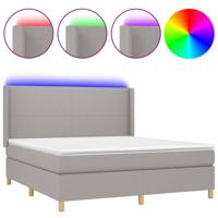 Boxspring met matras en LED stof lichtgrijs 160x200 cm - thumbnail