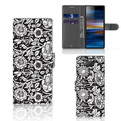 Sony Xperia 10 Hoesje Black Flowers Sony Xperia 10 Hoesje Black Flowers