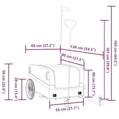 Fietstrailer 45 kg ijzer zwart - thumbnail