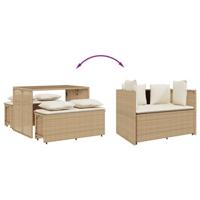 3-delige Tuinset met kussens poly rattan beige - thumbnail