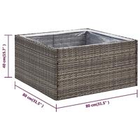 Plantenbak 80x80x40 cm poly rattan grijs - thumbnail