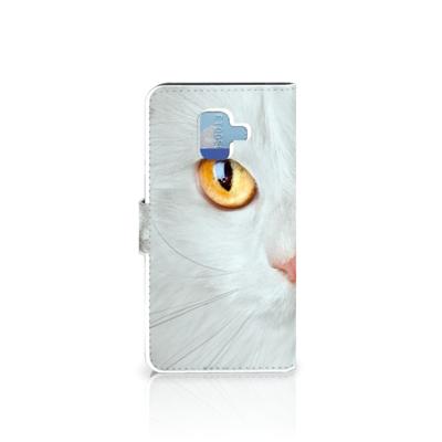 Samsung Galaxy A6 2018 Telefoonhoesje met Pasjes Witte Kat Samsung Galaxy A6 2018 Telefoonhoesje met Pasjes Witte Kat