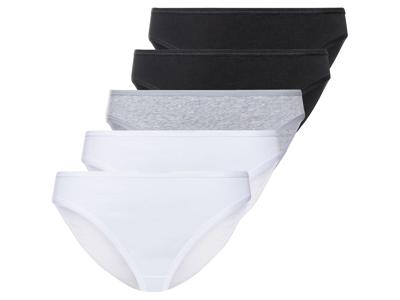 esmara 5 dames slips (Zwart/grijs/wit, XXL)