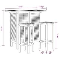 vidaXL 3-delige Bartafel en -stoelenset massief acaciahout - thumbnail