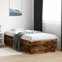 Bedframe bewerkt hout gerookt eikenkleurig 90x200 cm - thumbnail