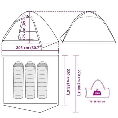 VidaXL Koepeltent 3-persoons waterdicht bruin VidaXL Koepeltent 3-persoons waterdicht bruin