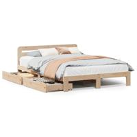 Bedframe zonder matras massief grenenhout 135x190 cm - thumbnail