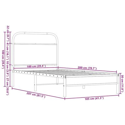 Bedframe zonder matras bewerkt hout bruin eikenkleur 107x203 cm - thumbnail