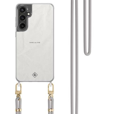 Samsung Galaxy S23 FE hoesje met grijs koord - Vive la vie