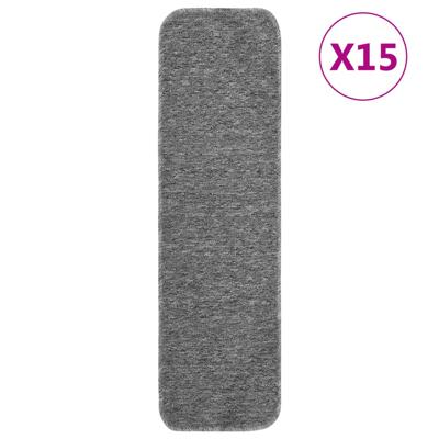 VidaXL Trapmatten 15 st anti-slip rechthoekig 75x20 cm grijs