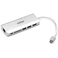 ROLINE Dockingstation USB type C, HDMI 4K, USB 3.0 / USB 3.2 Gen 1, SD/MicroSD, Gigabit Ethernet, zilverkleurig - thumbnail