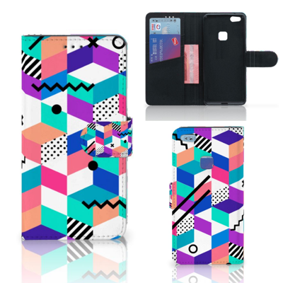 Huawei P10 Lite | Book Case | Blokken Kleurrijk Huawei P10 Lite | Book Case | Blokken Kleurrijk