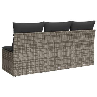 Tuinbank 3-zits met kussens poly rattan grijs Tuinbank 3-zits met kussens poly rattan grijs