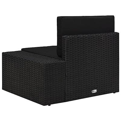 Hoekbank met linkerarmleuning sectioneel poly rattan zwart - thumbnail