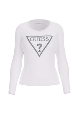Guess Shiny Triangle T-Shirt Dames Wit - Maat S - Kleur: Wit | Soccerfanshop