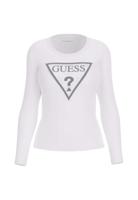 Guess Shiny Triangle T-Shirt Dames Wit - Maat L - Kleur: Wit | Soccerfanshop - thumbnail