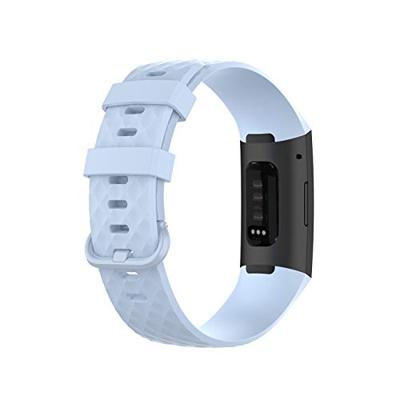 Fitbit Charge 3 & 4 siliconen diamant pattern bandje - Maat: Small - Lichtblauw - thumbnail