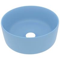 VidaXL Wastafel rond 40x15 cm keramiek mat lichtblauw - thumbnail