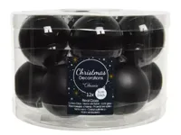 Kerstballen Glas Ø5cm Zwart 12st - thumbnail