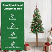 VidaXL Slanke kerstboom groen 150 cm pvc en massief dennenhout - thumbnail