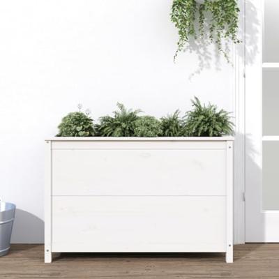 VidaXL Plantenbak verhoogd 119,5x40x78 cm massief grenenhout wit