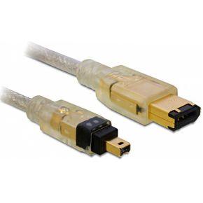 Delock FireWire Aansluitkabel [1x FireWire (400) stekker 4-polig - 1x FireWire 6-polig stekker (IEEE1394)] 2 m Grijs