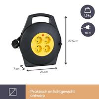 Perel kabelhaspel 3G1.5, met 4 stopcontacten, 10 m, geel en zwart - thumbnail