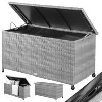 Polyrattan Kussenbox Grijs 122x56x61cm met wielen - thumbnail