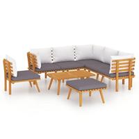8-delige Loungeset met kussens massief acaciahout - thumbnail