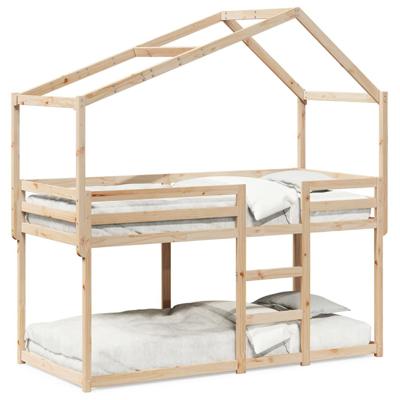 Stapelbedframe zonder matras massief grenenhout 90x200 cm - thumbnail