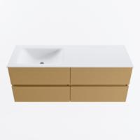 MONDIAZ VICA 130cm badmeubel onderkast Oro 4 lades. Wastafel CLOUD links 1 kraangat, kleur Talc. - thumbnail