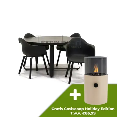 Tuinstoel Montreux zwart/zwart met braga tafel 140 cm