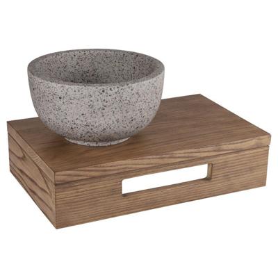 Differnz fonteinset - 40x21x10cm - Rechthoek - 0 kraangaten - grijs/grof terazzo waskom - Hout bruin eiken SW642467 / SW794604 Differnz fonteinset - 40x21x10cm - Rechthoek - 0 kraangaten - grijs/grof terazzo waskom - Hout bruin eiken SW642467 / SW794604