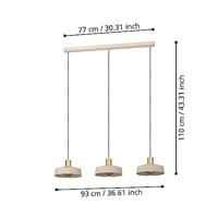 Eglo HanglampValdiola 3-lichts zandbruin - 900431 - thumbnail