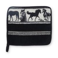 Bunzlau Castle Pannenlap Horse Zwart - thumbnail