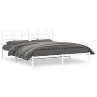 Bedframe met hoofdbord metaal wit 183x213 cm - thumbnail