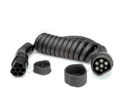 ROLINE Auto oplaadkabel Type2, 3-fase, 480VAC (3P+N+E), 16 A, 11 kW, spiraalkabel (bruikbaar 1,8m)