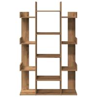 Boekenkast 86x25,5x140 cm bewerkt hout artisanaal eikenkleur - thumbnail
