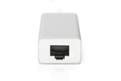 Digitus DA-70255 USB-combi-hub 3 + 1 poorten Met ingebouwde netwerkaansluiting Zilver