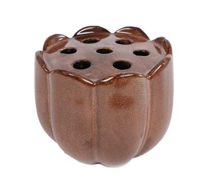 Vaas Roos M bruin aardew 14,5x14,5x12,5cm