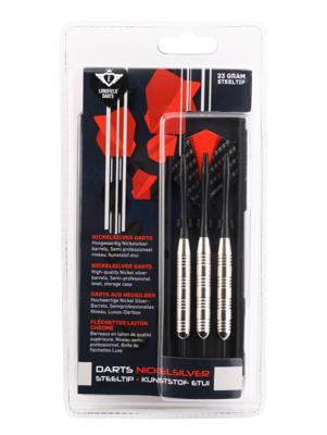 Longfield nickel silver darts op blister - 23 gram Longfield nickel silver darts op blister - 23 gram