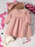 Babyset voor babymeisjes, jurk, heupband, panty's, geschenkdoos voor Kerstmis roze (poederkleur) - thumbnail