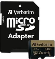 Micro SD kaart met adapter Verbatim Pro+ 64 GB - thumbnail