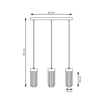 Home sweet home capri hanglamp 3L klein hout/glas