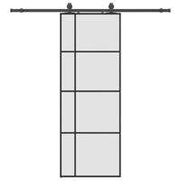 Schuifdeur met beslagset 76x205 cm ESG glas zwart - thumbnail
