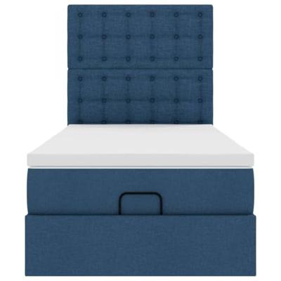 Ottoman bed met matras en LED's 80x200cm stof blauw
