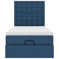 Ottoman bed met matras en LED's 80x200cm stof blauw - thumbnail
