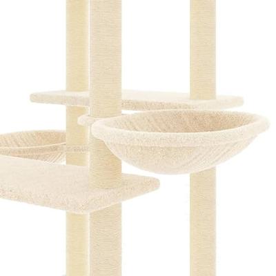 Kattenmeubel met sisal krabpalen 133 cm crmekleurig - thumbnail